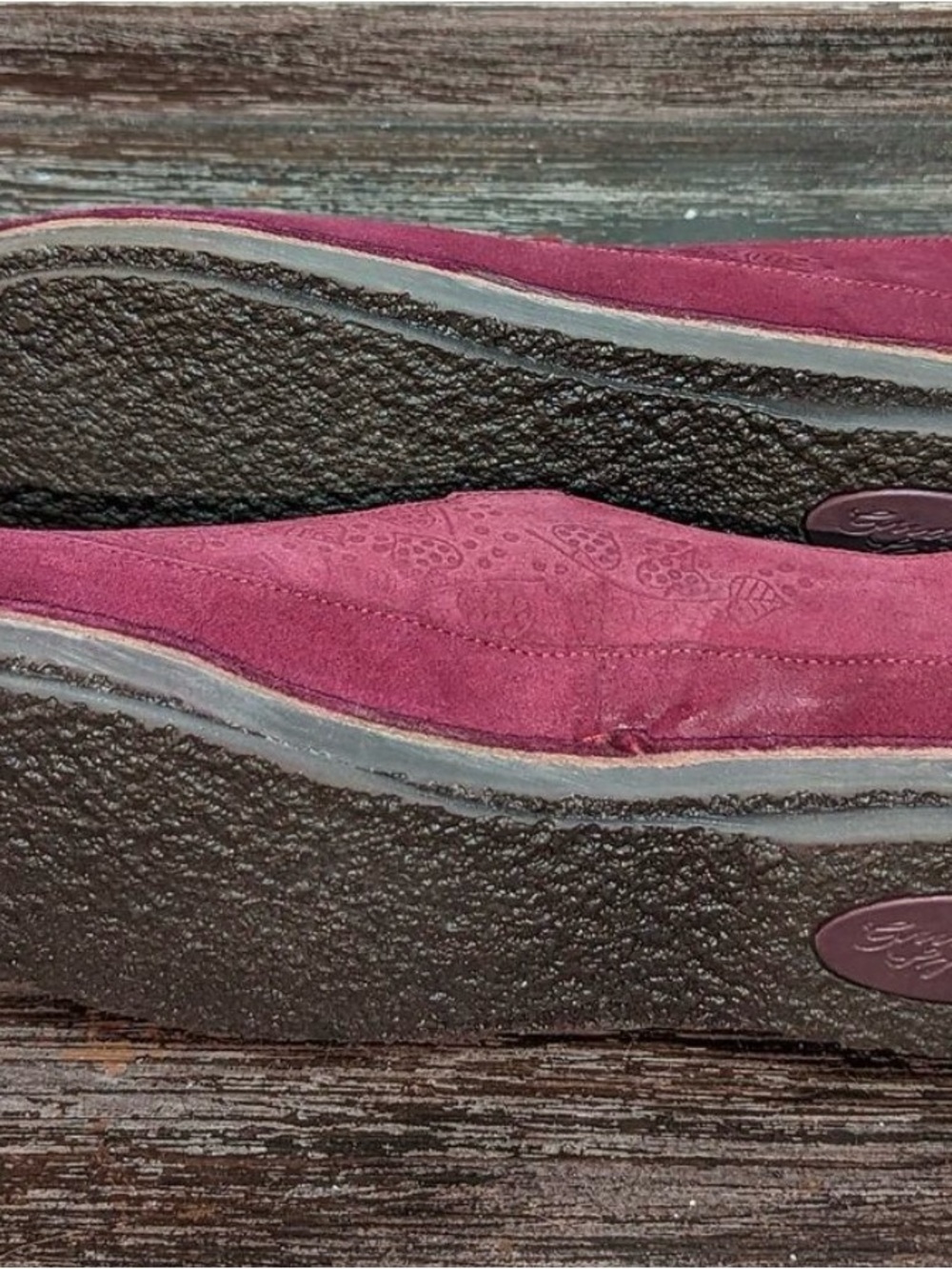 GUDRUN SJODEN Burgundy Suede Mary Jane Flats - Picture 5 of 6